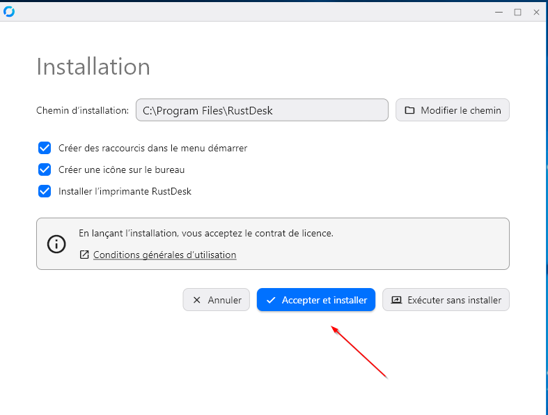 Validation de l'installation de l'outil d'assistance