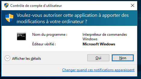 Autorisation Windows pour l'installation